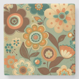 Niedliche Retro-Vintage Blume Steinuntersetzer