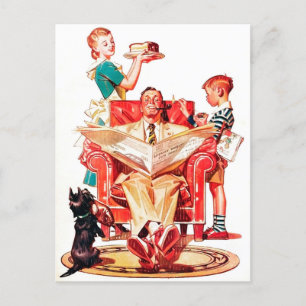 Niedliche Retro-Vintage Familie jeden Zweck Postka Feiertagspostkarte