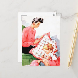 niedliche Retro-Vintage Nähliebhaber Postkarte