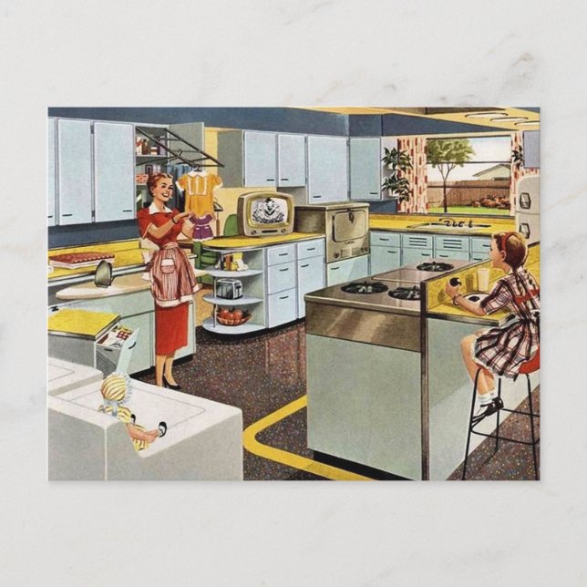Niedliche Retro Vintage Reinigung Postkarte (Vorderseite)