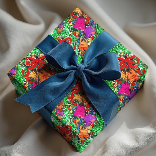 Niedliche Retro-Vintage Rote Bug-Feiertage grün Geschenkpapier (Von Creator hochgeladen)