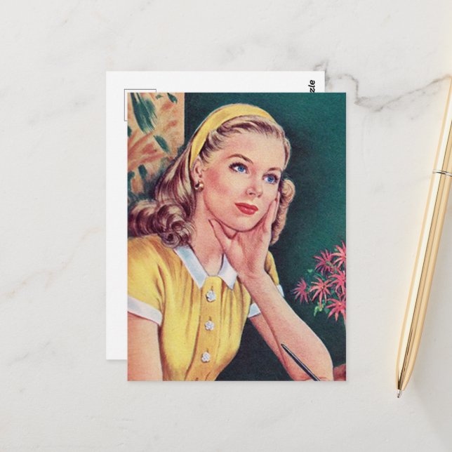 niedliche Retro-Vintage Schreibschrift Postkarte (Vorderseite/Rückseite Beispiel)