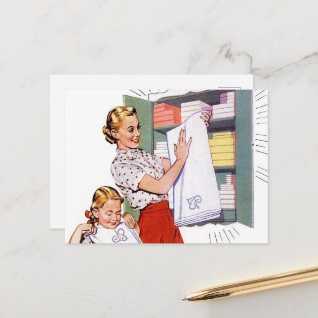 niedliche Retro-Vintage Wäsche  Postkarte (Vorderseite/Rückseite Beispiel)