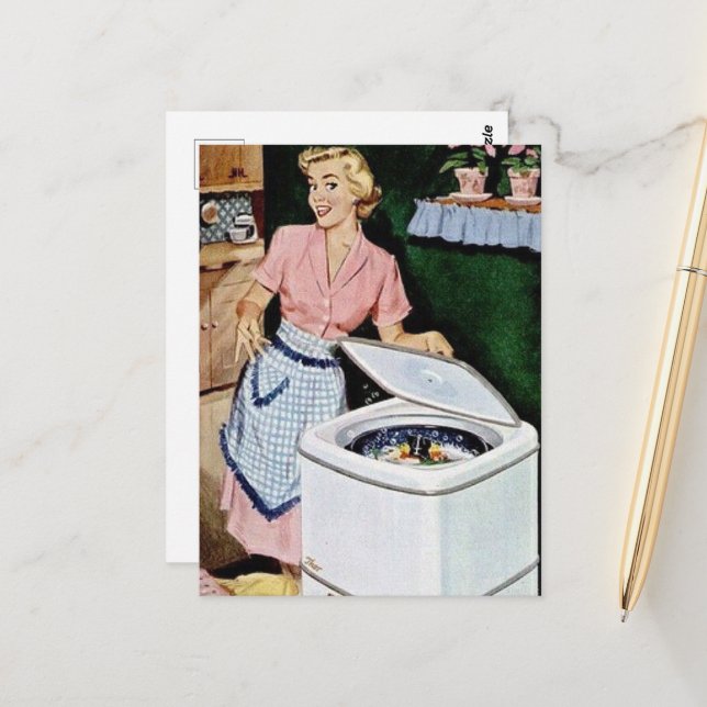 niedliche Retro-Vintage Wäsche Postkarte (Vorderseite/Rückseite Beispiel)