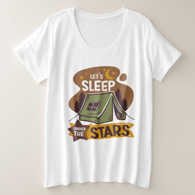Niedliche Retro-Wanderlust schlafen wir unter Ster Große Größe T-Shirt (Design vorne)