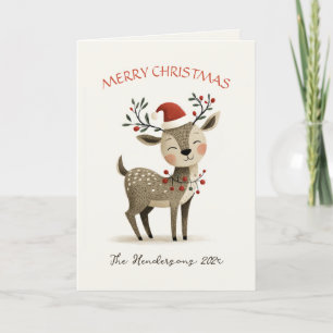 Niedliche Retro-Weihnachtskarte Feiertagskarte