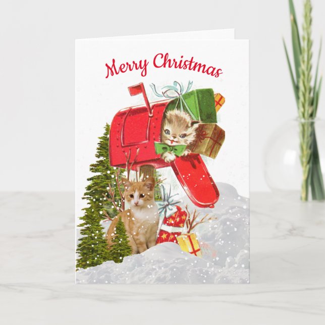 Niedliche Retro Weihnachtskarte / Mailbox Urlaubsk Dankeskarte (Vorderseite)