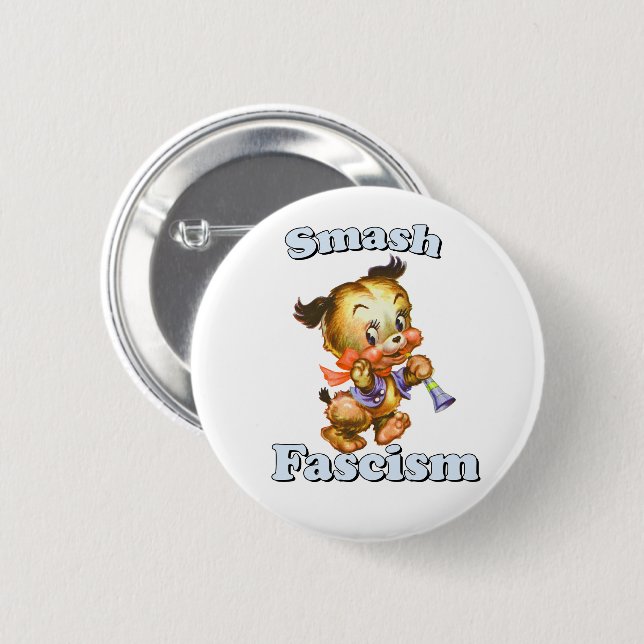 Niedliche Retro-Welpe - Schmutz Faschismus Button (Vorne & Hinten)
