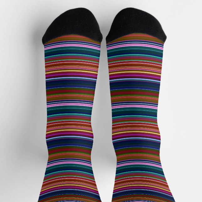 Niedliche Retrofarbenstreifen Socken (Oben)