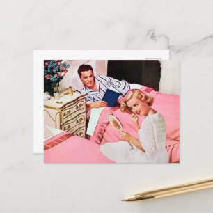 niedliche Retrofrau Vintag Postkarte