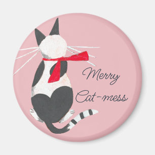 Niedliche Retrokatze - Schlamassel Weihnachten Magnet