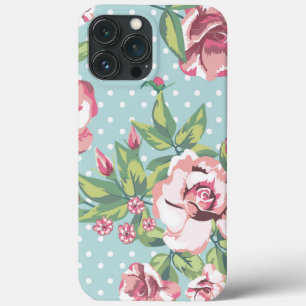 Niedliche Retropolka Punkte Blumenmuster Rose l Bl Case-Mate iPhone Hülle