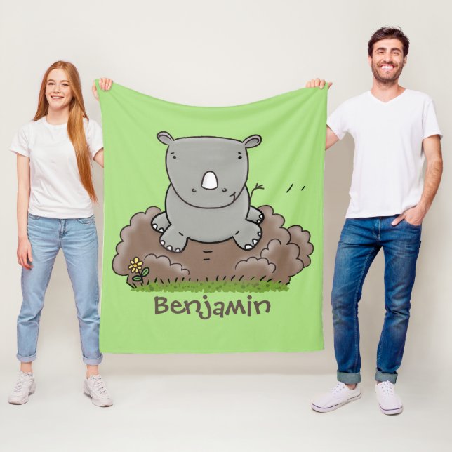Niedliche Rhino-Cartoon-Abbildung Fleecedecke (Beispiel)
