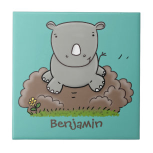 Niedliche Rhino-Cartoon-Abbildung Fliese