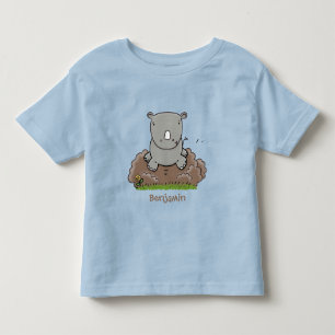 Niedliche Rhino-Cartoon-Abbildung Kleinkind T-shirt