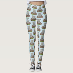 Niedliche Rhino-Cartoon-Abbildung Leggings