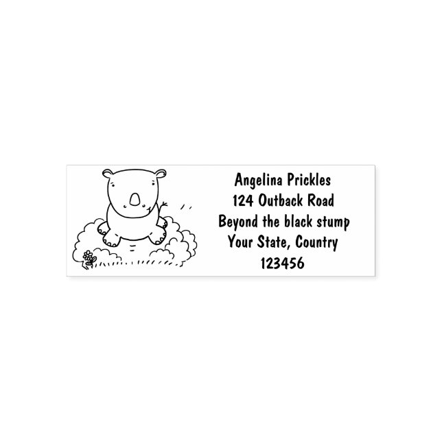 Niedliche Rhino-Cartoon-Abbildung Permastempel (Design)