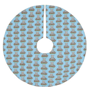 Niedliche Rhino-Cartoon-Abbildung Polyester Weihnachtsbaumdecke