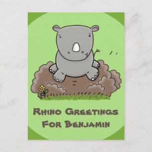 Niedliche Rhino-Cartoon-Abbildung Postkarte