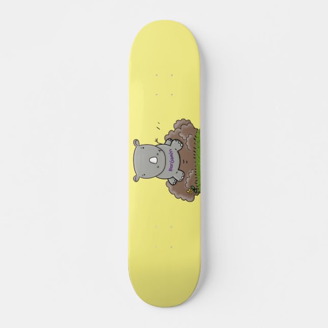 Niedliche Rhino-Cartoon-Abbildung Skateboard (Vorne)
