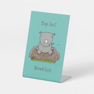 Niedliche Rhino-Cartoon-Abbildung Sockelschild