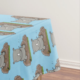 Niedliche Rhino-Cartoon-Abbildung Tischdecke