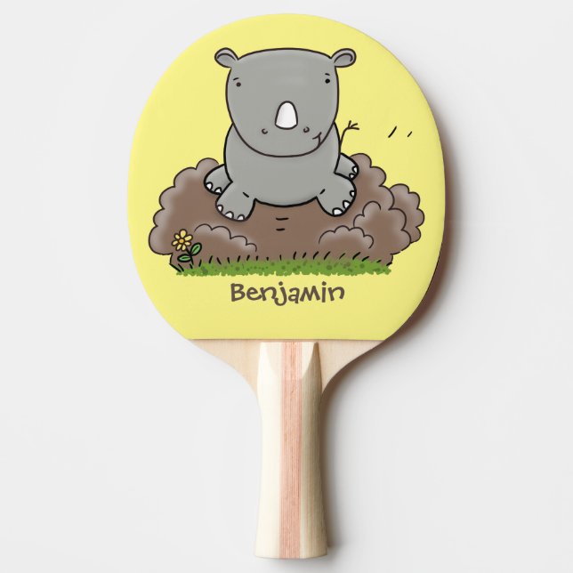 Niedliche Rhino-Cartoon-Abbildung Tischtennis Schläger (Vorderseite)