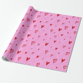 Niedliche Rinnherzen auf rosa Hintergrund Geschenkpapier