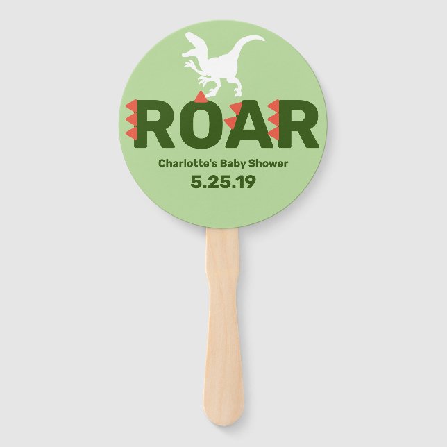 Niedliche Roar Dinosaur Babydusche Fächer (Vorderseite)