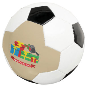 Niedliche Robin und die vier farbenfrohen Geschenk Fußball