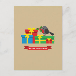 Niedliche Robin und die vier farbenfrohen Geschenk Postkarte