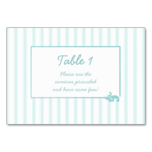 Niedliche Robins Egg Blue Stripes mit Hochzeitsren Tischnummer
