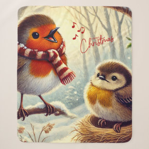 Niedliche Robins, Weihnachten gefroren Sherpadecke