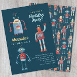 Niedliche Robot Kids 1. Geburtstagsfeier Party Ein Einladung<br><div class="desc">Zeit für ein Party! Ein lustiger Haufen bezaubernder kleiner Roboter,  die bereit sind,  sich mit dem Namen,  dem Alter und dem Party Ihres Kindes anzupassen. Die Rückseite weist ein niedliches und skurriles Robotermuster auf.</div>