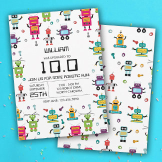 Niedliche Robot Kids Roboter Geburtstagsparty Einladung