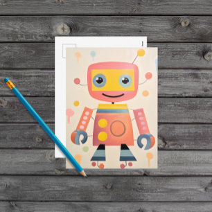 Niedliche Robot Postcard für Kinder Feiertagspostkarte