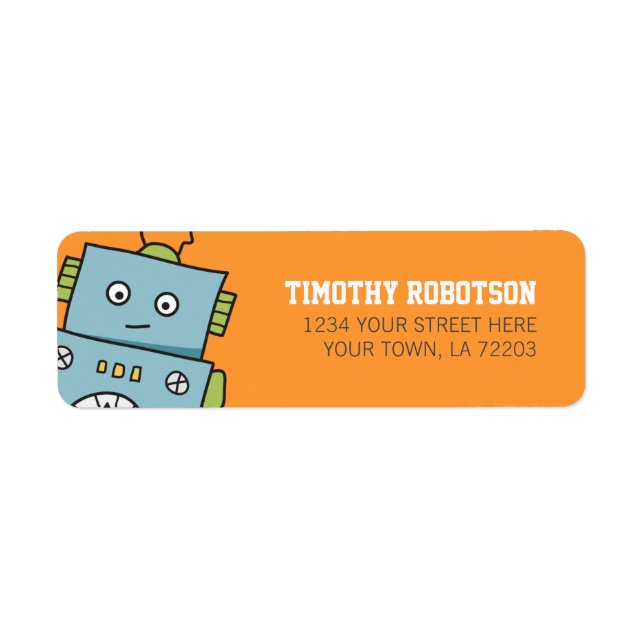 Niedliche Robot-Rücksendeadressen-Aufkleber (Vorne)