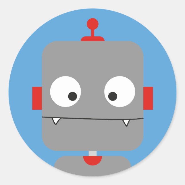 Niedliche Robot-Sticker Runder Aufkleber (Vorderseite)