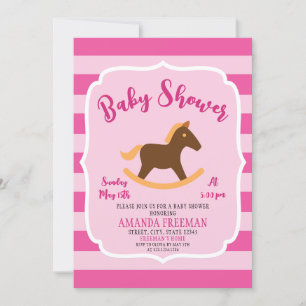 Niedliche Rocking Horse Girl Babydusche Einladung