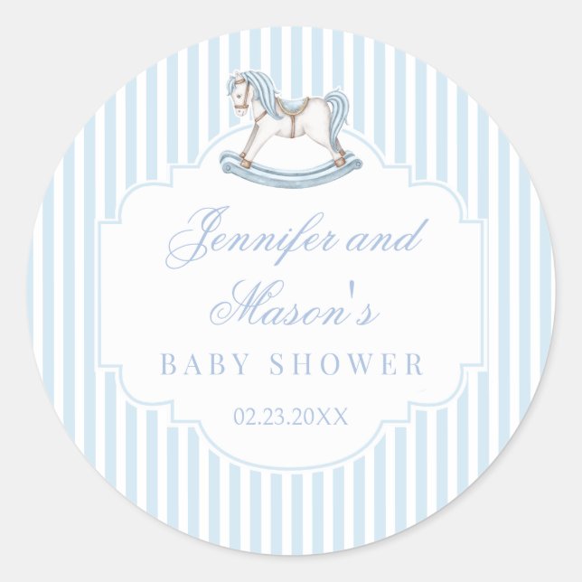 Niedliche Rockpferde Boho Babydusche Runder Aufkleber (Vorderseite)