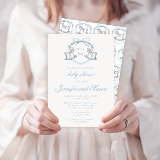 Niedliche Rockpferde mit klassischer Babydusche Einladung (Von Creator hochgeladen)