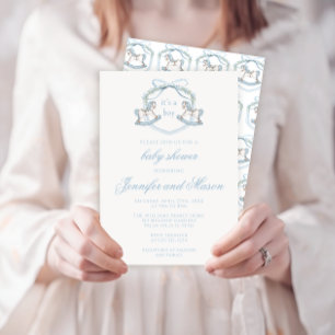 Niedliche Rockpferde mit klassischer Babydusche Einladung