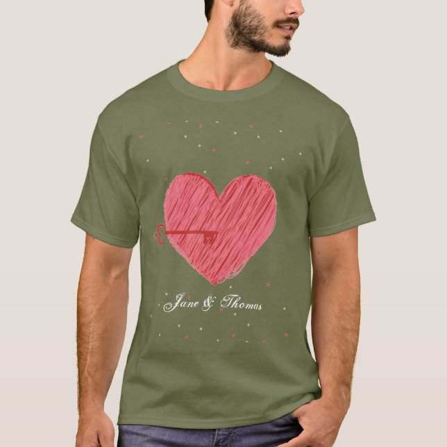 Niedliche Romantik Moderner Valentinstag T-Shirt (Vorderseite)