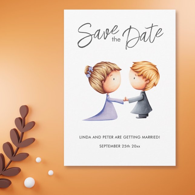 Niedliche romantische Hochzeit Save The Date (Cute Couple Romantic Wedding Save The Date Illustrated Card)
