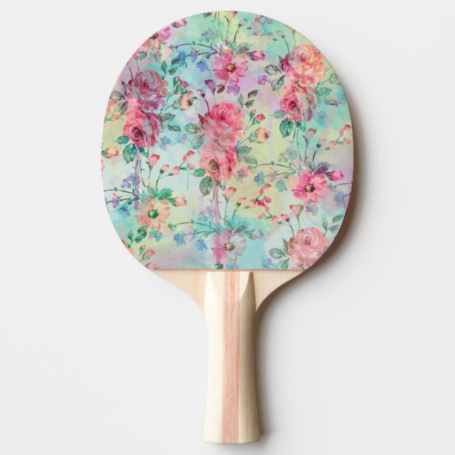 Niedliche romantische Rose mit Blumenfarbe Wasserf Tischtennis Schläger (Vorderseite)