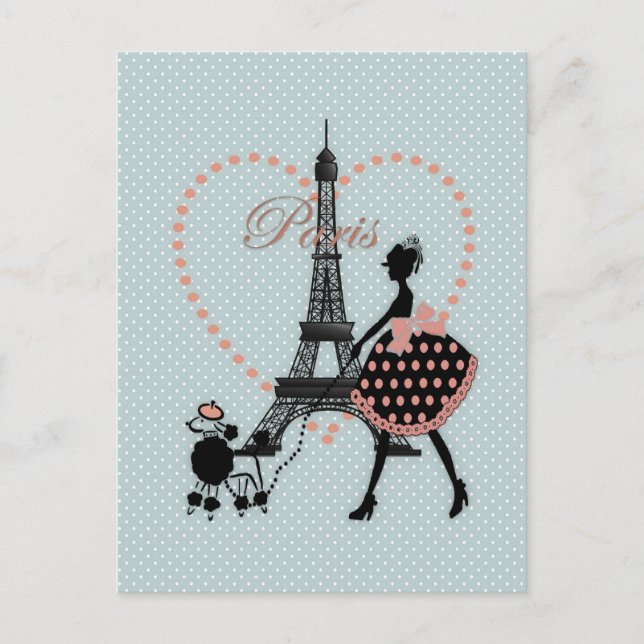 Niedliche romantische Vintage Silhouette Postkarte (Vorderseite)