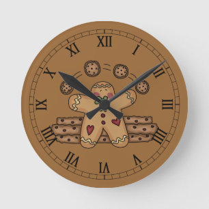 Niedliche römische Ingwer-Uhr Runde Wanduhr