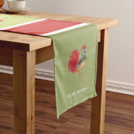 Niedliche Rooster-Aquarellbilder Kurzer Tischläufer