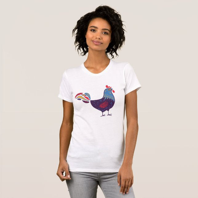 Niedliche Rooster Happy T - Shirt Geschenkidee (Vorne ganz)