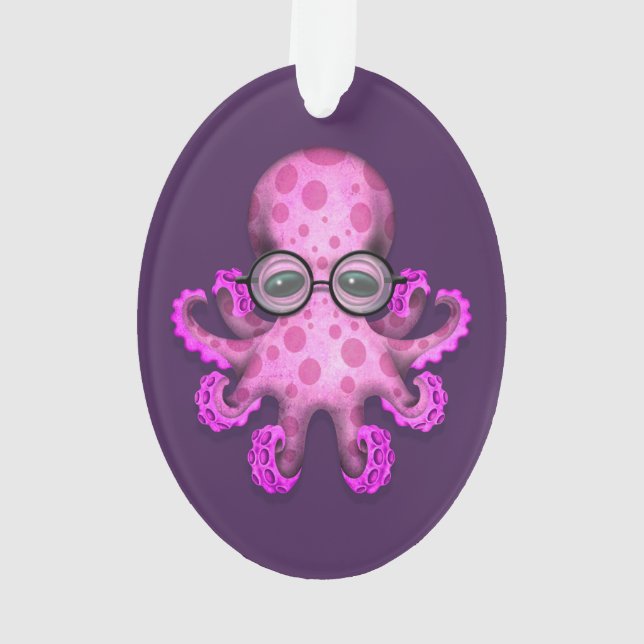 Niedliche rosa Baby-Kraken-tragende Gläser auf Ornament (Rückseite)